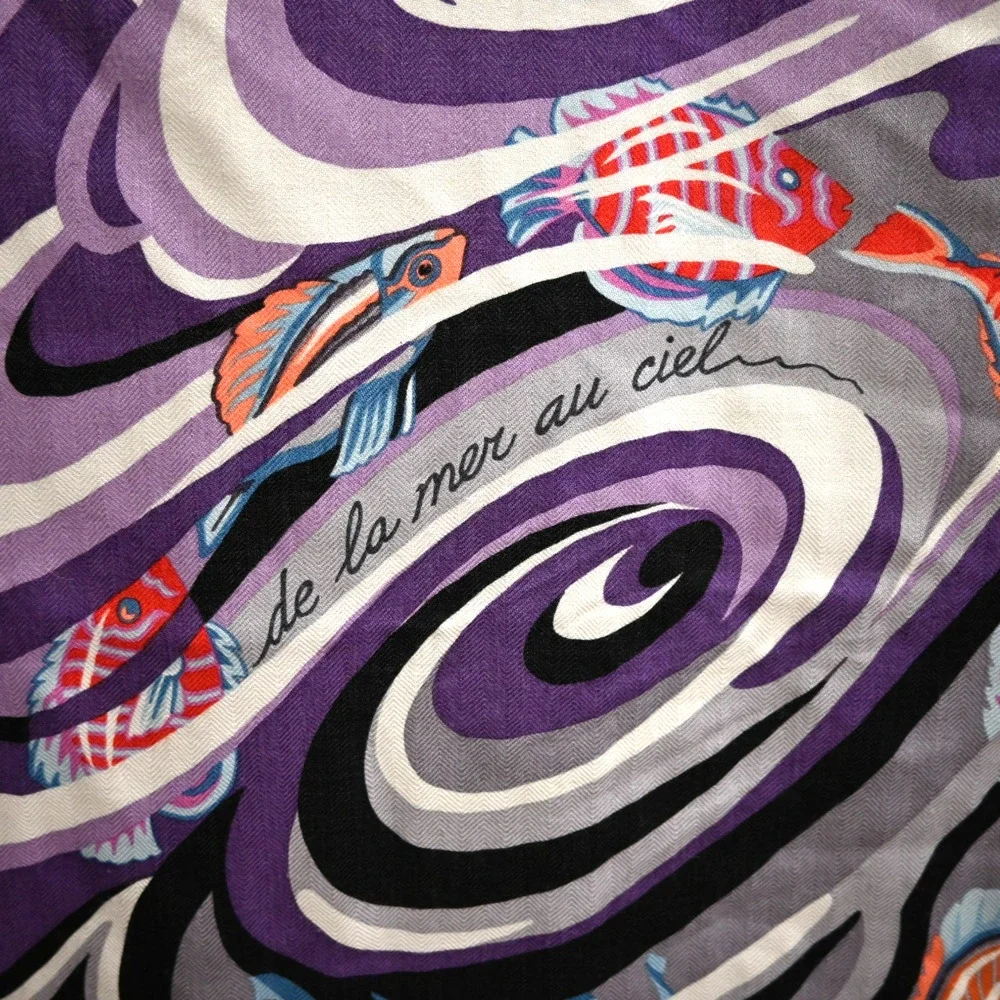 Hermes 'de la mer au ciel' Multicolored Shawl - Picture 7 of 16
